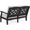 Martha Stewart by POLYWOOD® Chinoiserie Deep Seating Loveseat in White/Sky Blue(Black / Dune Burlap)