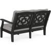Martha Stewart by POLYWOOD® Chinoiserie Deep Seating Loveseat in White/Sky Blue(Black / Grey Mist)