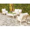 Martha Stewart by POLYWOOD® Chinoiserie Deep Seating Loveseat in White/Sky Blue(Black / Grey Mist)