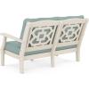 Martha Stewart by POLYWOOD® Chinoiserie Deep Seating Loveseat in White/Sky Blue(Sand / Glacier Spa)
