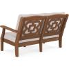 Martha Stewart by POLYWOOD® Chinoiserie Deep Seating Loveseat in White/Sky Blue(Teak / Dune Burlap)