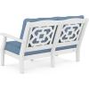 Martha Stewart by POLYWOOD® Chinoiserie Deep Seating Loveseat in White/Sky Blue(White / Sky Blue)