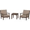 Martha Stewart by POLYWOOD® Acadia 5-Piece Farmhouse Dining Set with Benches in White(Mahogany / Spiced Burlap)