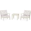 Martha Stewart by POLYWOOD® Acadia 5-Piece Farmhouse Dining Set with Benches in White(Sand / Trellis Dune Burlap)