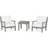 Martha Stewart by POLYWOOD® Acadia 5-Piece Farmhouse Dining Set with Benches in White(Slate Grey / Natural Linen)