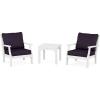 Martha Stewart by POLYWOOD® Acadia 5-Piece Farmhouse Dining Set with Benches in White(White / Navy Linen)