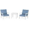 Martha Stewart by POLYWOOD® Acadia 5-Piece Farmhouse Dining Set with Benches in White(White / Sky Blue)
