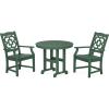 Martha Stewart by POLYWOOD® Chinoiserie 3-Piece Farmhouse Dining Set in Mahogany(Green)