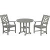 Martha Stewart by POLYWOOD® Chinoiserie 3-Piece Farmhouse Dining Set in Mahogany(Slate Grey)