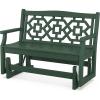 Martha Stewart by POLYWOOD® Chinoiserie 48″ Glider in Mahogany(Green)