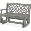 Martha Stewart by POLYWOOD® Chinoiserie 48″ Glider in Mahogany(Slate Grey)