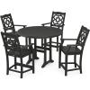 Martha Stewart by POLYWOOD® Chinoiserie 5-Piece Round Counter Set in Mahogany(Black)