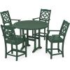 Martha Stewart by POLYWOOD® Chinoiserie 5-Piece Round Counter Set in Mahogany(Green)