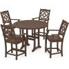 Martha Stewart by POLYWOOD® Chinoiserie 5-Piece Round Counter Set in Mahogany(Mahogany)