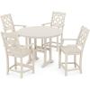Martha Stewart by POLYWOOD® Chinoiserie 5-Piece Round Counter Set in Mahogany(Sand)
