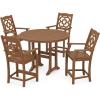 Martha Stewart by POLYWOOD® Chinoiserie 5-Piece Round Counter Set in Mahogany(Teak)