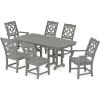 Martha Stewart by POLYWOOD® Chinoiserie 7-Piece Dining Set in White(Slate Grey)