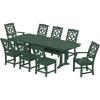 Martha Stewart by POLYWOOD® Chinoiserie 9-Piece Dining Set with Trestle Legs in White(Green)