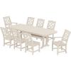 Martha Stewart by POLYWOOD® Chinoiserie 9-Piece Dining Set with Trestle Legs in White(Sand)