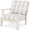 Martha Stewart by POLYWOOD® Chinoiserie Deep Seating Chair in White/Sky Blue(Sand / Buffalo Plaid Dune Burlap)