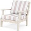 Martha Stewart by POLYWOOD® Chinoiserie Deep Seating Chair in White/Sky Blue(Sand / Cabana Stripe Dune Burlap)