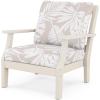 Martha Stewart by POLYWOOD® Chinoiserie Deep Seating Chair in White/Sky Blue(Sand / Leaf Dune Burlap)