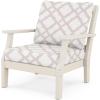 Martha Stewart by POLYWOOD® Chinoiserie Deep Seating Chair in White/Sky Blue(Sand / Trellis Dune Burlap)