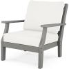 Martha Stewart by POLYWOOD® Chinoiserie Deep Seating Chair in White/Sky Blue(Slate Grey / Natural Linen)