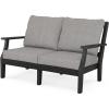 Martha Stewart by POLYWOOD® Chinoiserie Deep Seating Loveseat in White/Sky Blue(Black / Grey Mist)