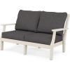 Martha Stewart by POLYWOOD® Chinoiserie Deep Seating Loveseat in White/Sky Blue(Sand / Ash Charcoal)