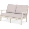 Martha Stewart by POLYWOOD® Chinoiserie Deep Seating Loveseat in White/Sky Blue(Sand / Dune Burlap)