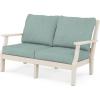 Martha Stewart by POLYWOOD® Chinoiserie Deep Seating Loveseat in White/Sky Blue(Sand / Glacier Spa)
