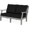 Martha Stewart by POLYWOOD® Chinoiserie Deep Seating Loveseat in White/Sky Blue(Slate Grey / Midnight Linen)