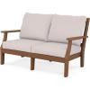 Martha Stewart by POLYWOOD® Chinoiserie Deep Seating Loveseat in White/Sky Blue(Teak / Dune Burlap)