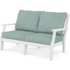 Martha Stewart by POLYWOOD® Chinoiserie Deep Seating Loveseat in White/Sky Blue(White / Glacier Spa)