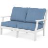 Martha Stewart by POLYWOOD® Chinoiserie Deep Seating Loveseat in White/Sky Blue(White / Sky Blue)