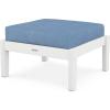 Martha Stewart by POLYWOOD® Chinoiserie Deep Seating Ottoman (Mahogany/Spiced Burlap)(White / Sky Blue)