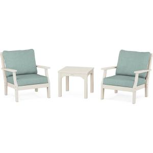 Martha Stewart by POLYWOOD® Acadia 5-Piece Farmhouse Dining Set with Benches in White(Sand / Glacier Spa)
