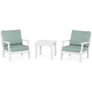 Martha Stewart by POLYWOOD® Acadia 5-Piece Farmhouse Dining Set with Benches in White(White / Glacier Spa)