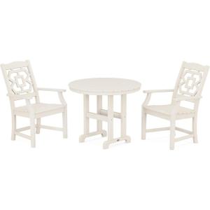 Martha Stewart by POLYWOOD® Chinoiserie 3-Piece Farmhouse Dining Set in Mahogany(Sand)