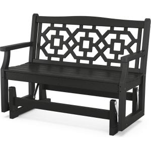 Martha Stewart by POLYWOOD® Chinoiserie 48″ Glider in Mahogany(Black)