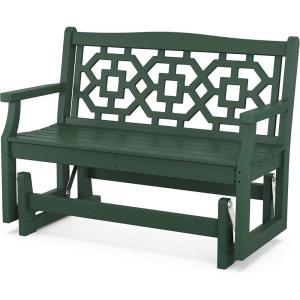 Martha Stewart by POLYWOOD® Chinoiserie 48″ Glider in Mahogany(Green)