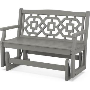 Martha Stewart by POLYWOOD® Chinoiserie 48″ Glider in Mahogany(Slate Grey)