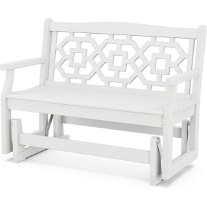 Martha Stewart by POLYWOOD® Chinoiserie 48″ Glider in Mahogany(White)