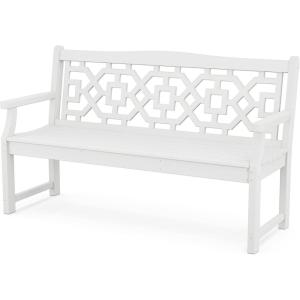 Martha Stewart by POLYWOOD® Chinoiserie 60” Garden Bench in White(White)