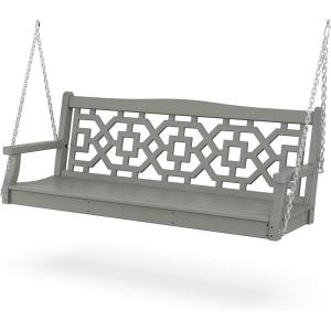 Martha Stewart by POLYWOOD® Chinoiserie 60” Swing in Mahogany(Slate Grey)