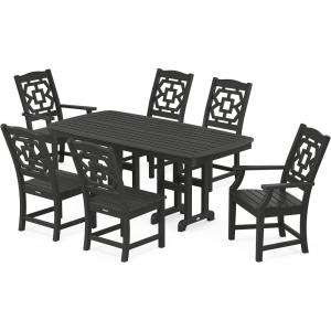 Martha Stewart by POLYWOOD® Chinoiserie 7-Piece Dining Set in White(Black)