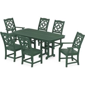 Martha Stewart by POLYWOOD® Chinoiserie 7-Piece Dining Set in White(Green)