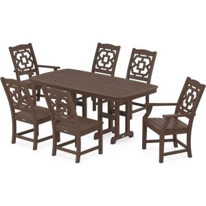 Martha Stewart by POLYWOOD® Chinoiserie 7-Piece Dining Set in White(Mahogany)