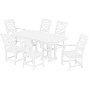 Martha Stewart by POLYWOOD® Chinoiserie 7-Piece Dining Set in White(White)